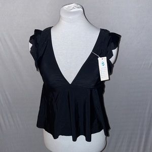 Beachsisi Brand NWT Ruffled Shoulder Swim Top
